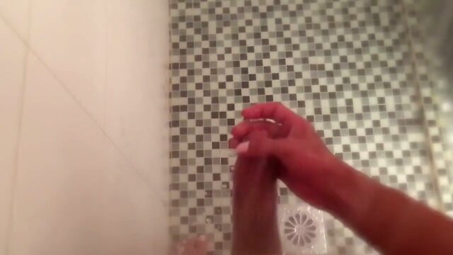 Sexy T-Girl strokes her big cock and cum's multiple times