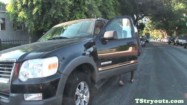 Ebony casting trans jerking her cock solo