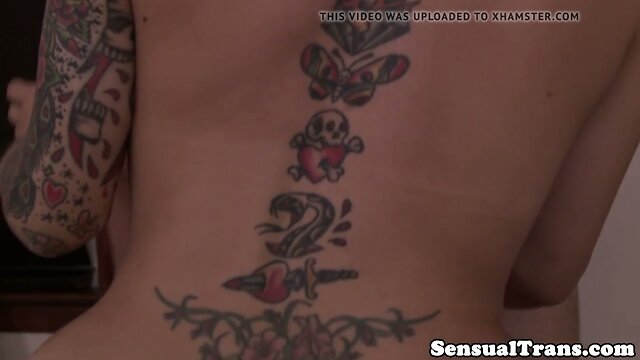 Busty massage tgirl riding her masseur