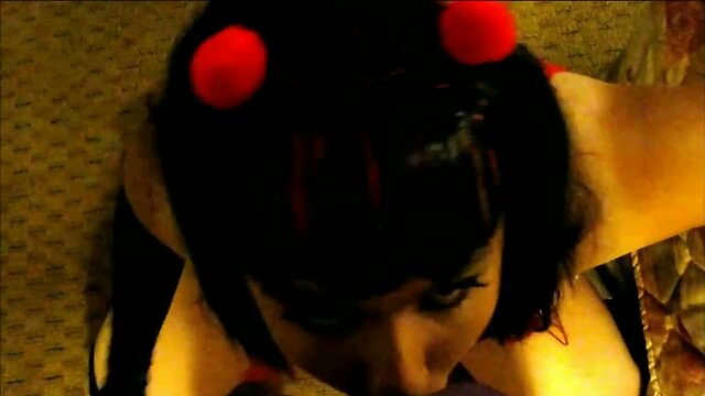 crossdresser pov blowjob and facial