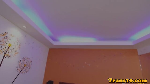 Tgirl hooker cums during paid anal fun