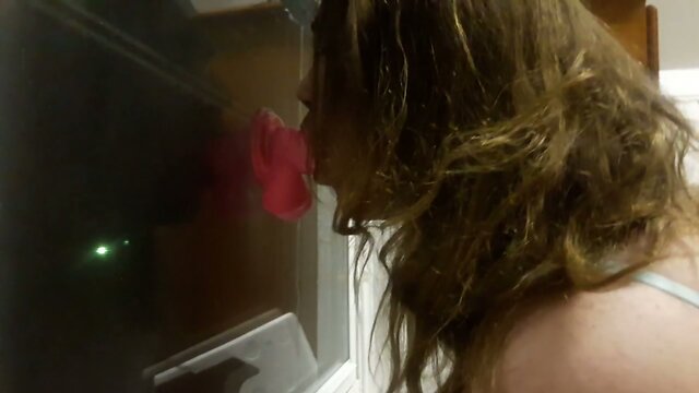 Sissy Piss Slut Rachel sucks her dildo for all to see!