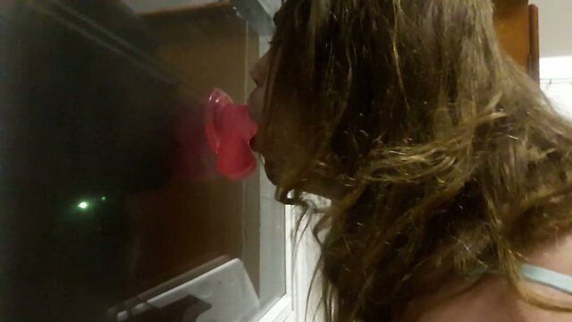 Sissy Piss Slut Rachel sucks her dildo for all to see!