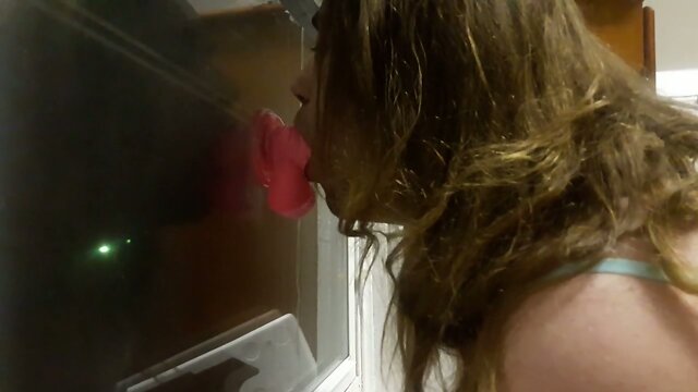 Sissy Piss Slut Rachel sucks her dildo for all to see!