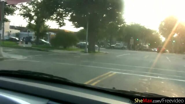 Redhead shebabe strips down in exchange for the car fix