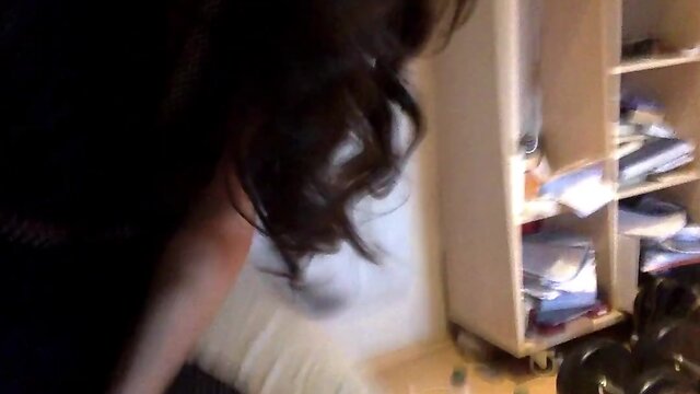 Young crossdresser cums on Nylon