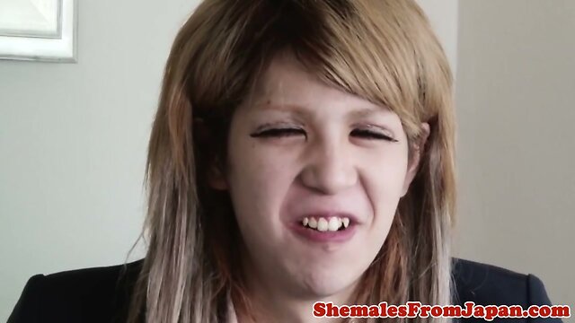 Uniformed japanese ladyboy assfuck before cum