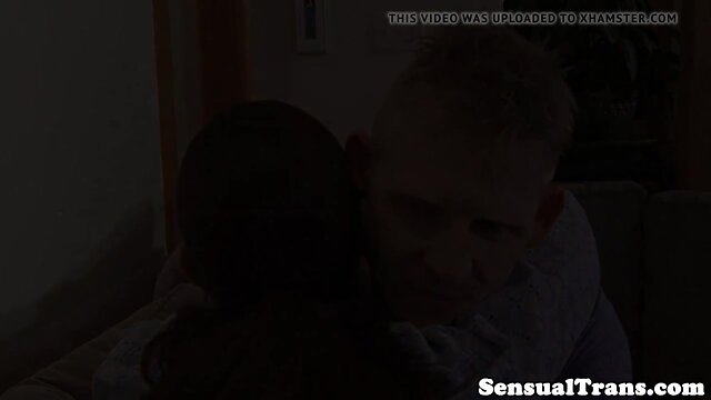 Les redhead tgirl joins couple for cummy trio