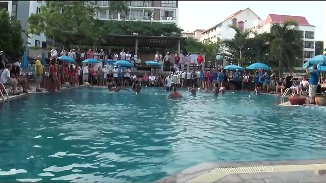 Ladyboy bikini water volleyball