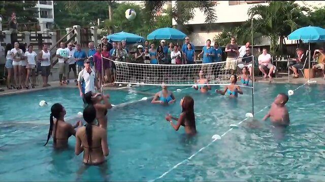 Ladyboy bikini water volleyball