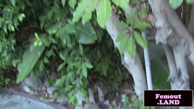 Solo amateur trans spreading ass at the pool