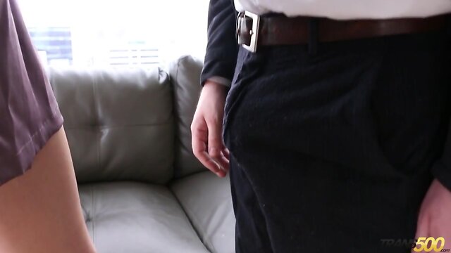 Young Tgirl Casey Kisses pays rent with her ass and mouth