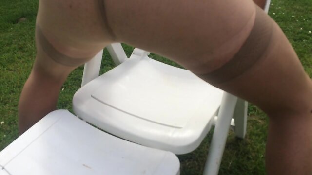 Nylon Masturbation Outdoor