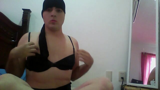 18 years old Sissy Boy crossdresser on lingerie