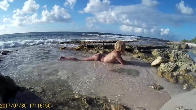 Sissy Mya Swallow a the beach