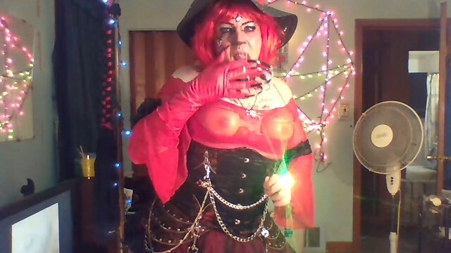 red leather glove smoking