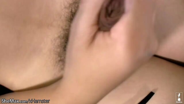 Masturbating ladyboy shoots a jizz load from her teen cock