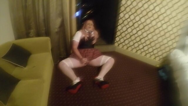 A Young Sissy School Girl Does her Homework!