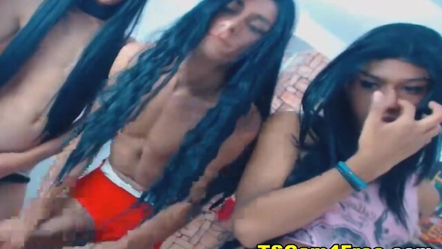 Skinny Trannies Striptease and Spreading Assses