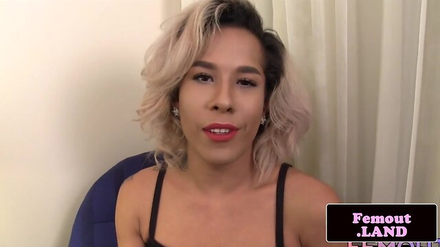 Classy black trans queen solo jerking session