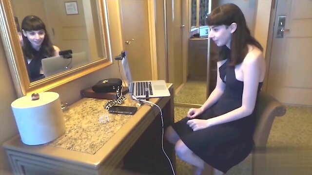 The cute t-girl enjoys her free time