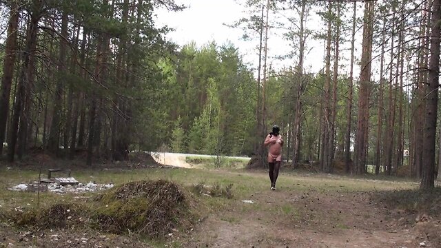Walk naked on a forest road.