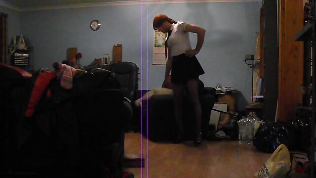 Having fun wearing my sexy school uniform part 1
