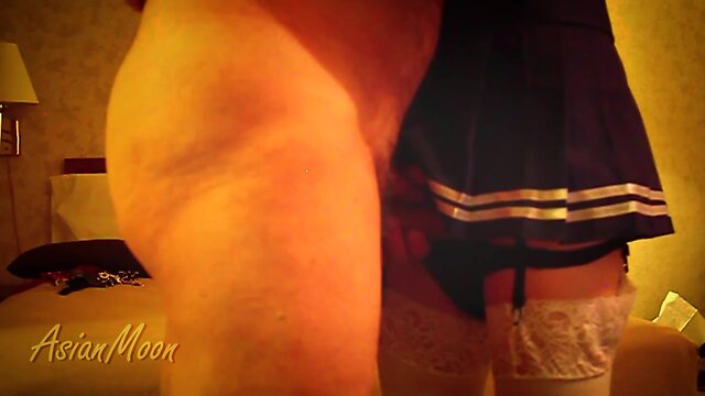 Sissy schoolgirl doing frottage