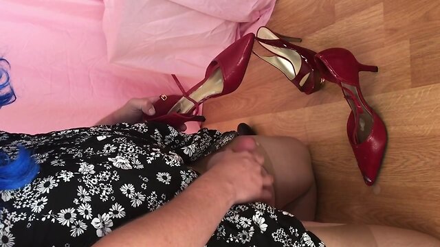 Fun with red high heel shoes