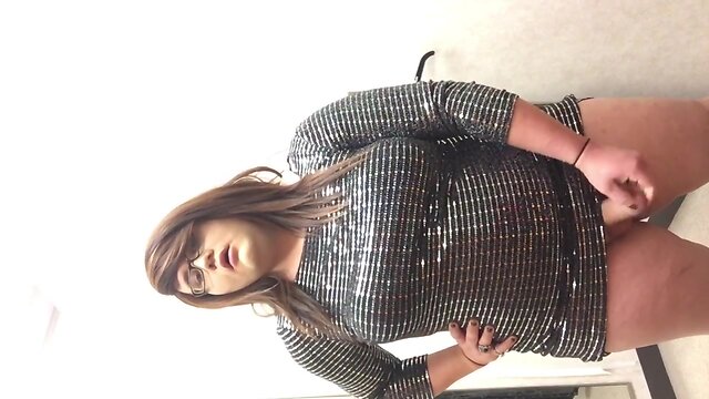 BBW Chubby Shemale Masturbates and Cums In Dressing Room