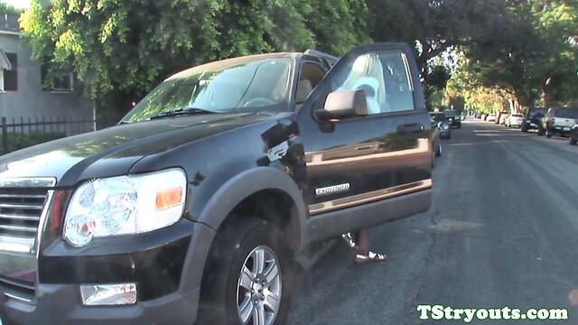 Black ts beauty wanks solo at porn audition