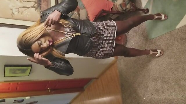 In my sexy tight dress & gold heels