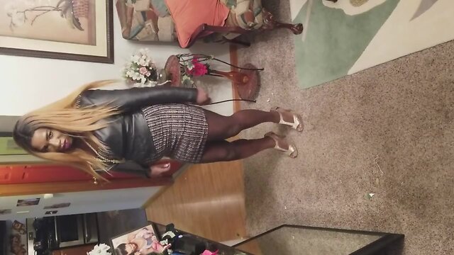 In my sexy tight dress & gold heels