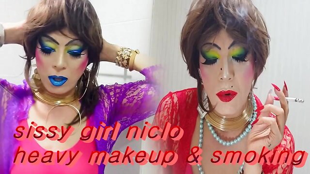 Sissy  niclo  sexy makeup smoking