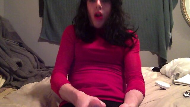 Sissy tastes her own cum