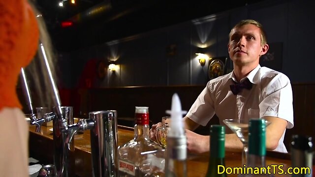 Busty inked transgender babe anal fucks guy