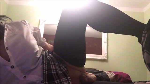 German TS Mareike playing and cumming with limp cock-clitty