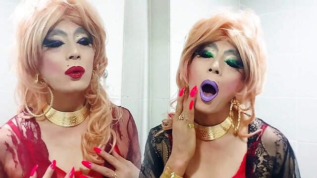 sissy niclo sexy lipstick makeup after smoking4