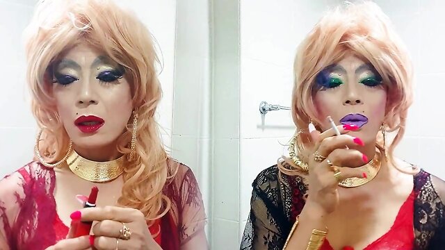 sissy niclo sexy lipstick makeup after smoking4