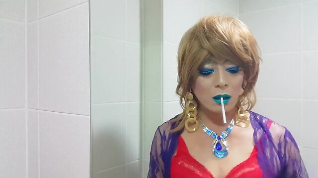 Blue Lipstick Smoking