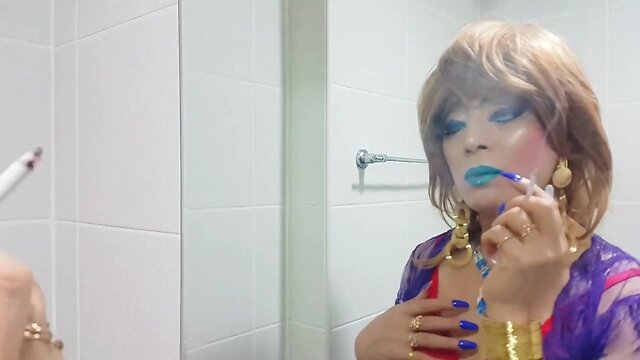 Blue Lipstick Smoking