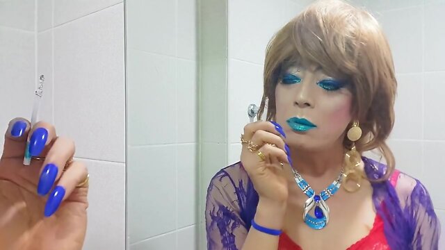 Blue Lipstick Smoking