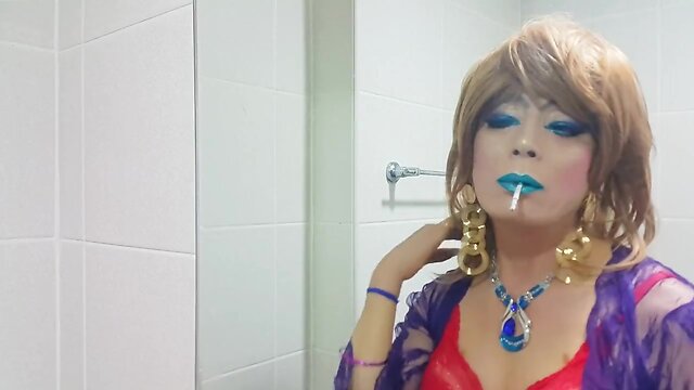 Blue Lipstick Smoking