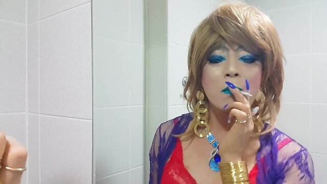 Blue Lipstick Smoking