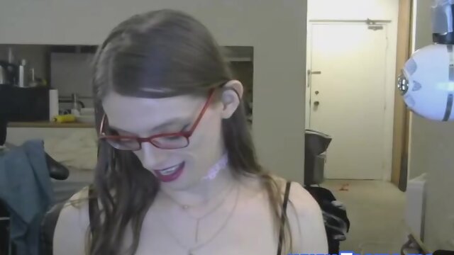 Hot Skinny Euro Tranny Jerks Her Big White Cock!