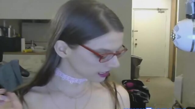 Hot Skinny Euro Tranny Jerks Her Big White Cock!