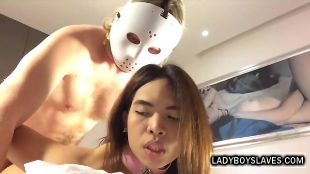 Masked Perv Fucks Teen Ladyboy Slaves