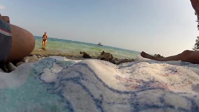 Wife with stranger on the lake