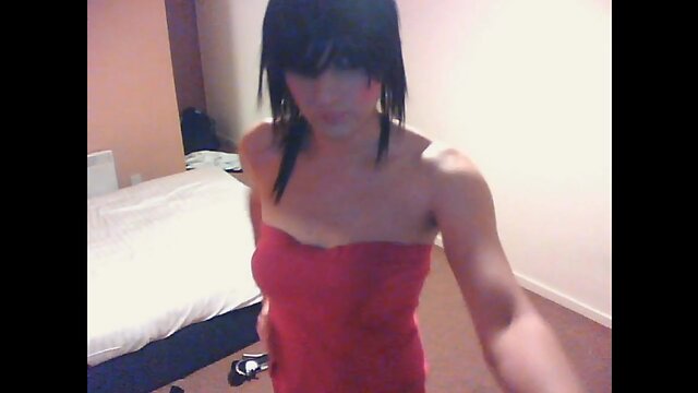 A Pink-Dressed Ladyboy`s Passionate Masturbation Session