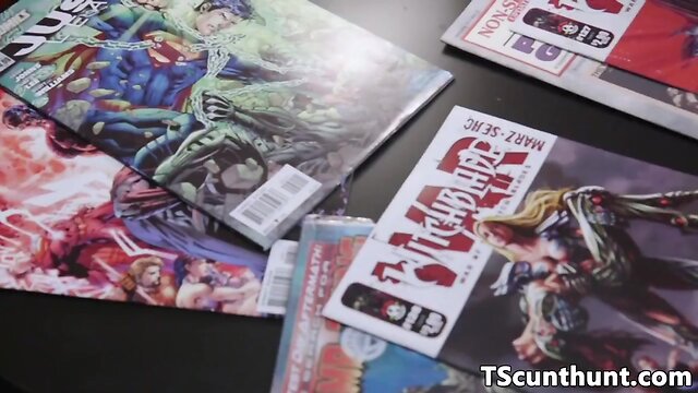 Powerful She-Male Beauty Plows Butt and Pussy Like a Doggy in Lingerie and Small Tits